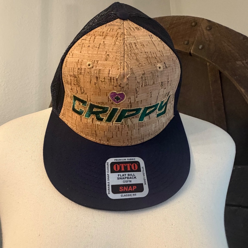 Otto Crippy Cork Flat Bill Snapback Hat OSFM Navy Blue Trucker Cap